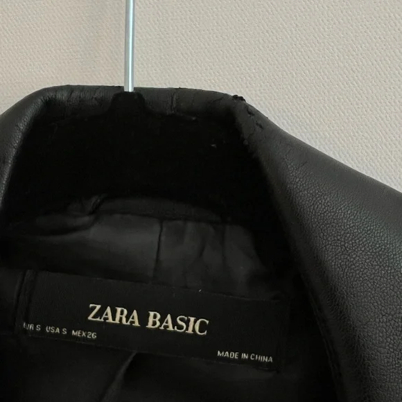 ZARA Black Faux Leather Motto Jacket - Picture 4 of 5
